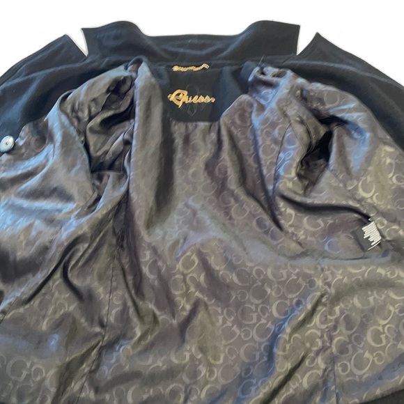 GUESS XL Black Double Breasted Peacoat / Nautical Jacket Wool Blend tailored - Picture 14 of 17